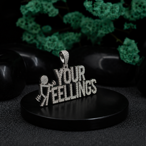 Collar con Colgante de Letras 'Your Feelings', Plata 925 con Diamantes de Imitación, Estilo Hip Hop, Joyería Unisex - Product Image 4