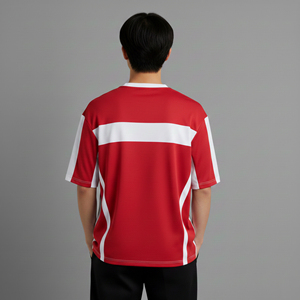 เสื้อยืดเจอร์ซีย์ผ้าฝ้าย 100% คุณภาพสูง ขายส่ง น้ำหนัก 180 กรัม พิมพ์ลายดิจิตอลตามสั่ง โลโก้แบบทูโทน ทรงหลวม ระบายอากาศดี ไหล่ตก ทรงฮิป - Product Image 5