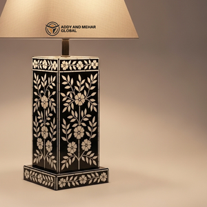 Lanterne de table sur mesure en os incrusté, motif floral traditionnel, base de lampe décorative sur mesure pour la maison, vente en gros - Product Image 4