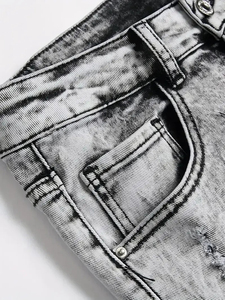 Pantalones cortos de mezclilla para hombre al por mayor, estilo casual, rectos, holgados, hasta la rodilla, para uso urbano, personalizados - Product Image 5