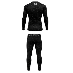 Ensemble de vêtements de sport pour homme, manches longues et leggings noirs, compression active pour l'entraînement, fitness, gym, sport, entraînement athlétique - Product Image 2