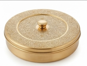 Boîte à épices ronde élégante en laiton avec 6 compartiments, design antique, anti-poussière, support de rangement pour la cuisine - Product Image 5