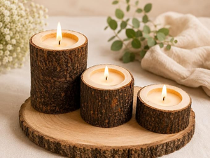 Ensemble de 2 porte-bougies en bois de manguier massif, faits à la main, attrayants, pour Noël, prix de gros direct usine - Product Image 5