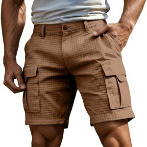 Men's Black Cargo Capri Running Shorts Airflow Panels Breathable Quick-Dry Sweat Control Fabric Canvas 100% Polyester Mid - Product Image 1