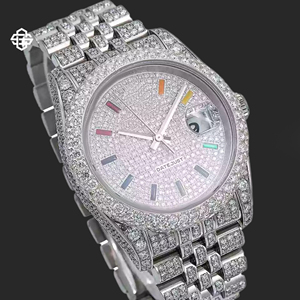 Montre de luxe pour homme personnalisée haut de gamme 20 mm avec diamants et moissanite, entièrement sertie, mouvement à quartz ETA - Product Image 2