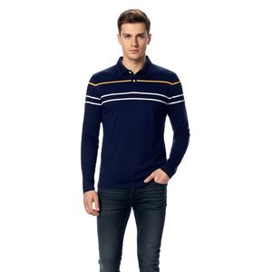 Polo à manches longues rayé de qualité supérieure pour homme - Hauts décontractés en coton style rugby pour l'automne et les tenues professionnelles - Product Image 1