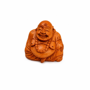 Estatua de Buda Sonriente Hecha a Mano en Madera, Decoración Tradicional para Sala de Estar, Regalo para Diwali - Product Image 4