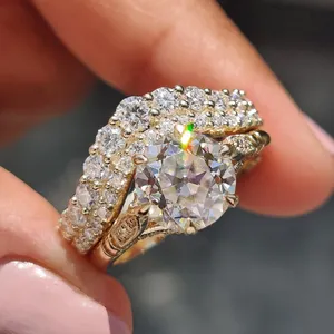 Round Cut Diamond Yellow Gold Ring with Side <b>Stones</b> Elegant and Timeless Design Sparkling Fine Jewelry Engagement or Gift Ring - Product Image 2