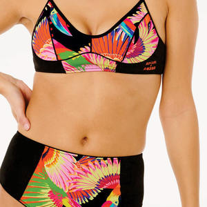 Conjunto de Bikini de 2 Piezas para Mujer con Estampado Tropical Personalizado al por Mayor, Traje de Baño de Cintura Alta con Espalda Cruzada, Servicio OEM - Product Image 5