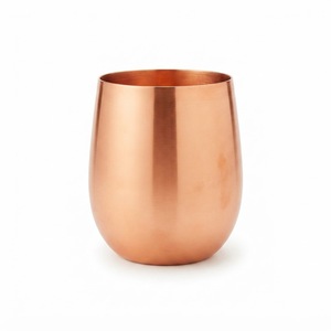 Gobelet en métal moderne et minimaliste avec logo personnalisé, en gros, en acier inoxydable brossé bronze, verre à vin sans pied en cuivre, en vente - Product Image 1
