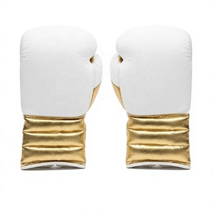 Gants de boxe Nabtay Sports en cuir blanc doré, à lacets, pour un soutien du poignet, antidérapants, unisexes, pour l'entraînement des adultes - Product Image 1