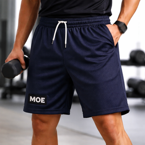 Pantalones Cortos Deportivos de Malla Azul Marino Personalizados para Hombre, Ligeros, con Cordón en la Cintura, Producción de Ropa Deportiva de Marca Privada MOE - Product Image 3