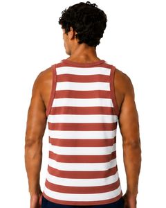 <b>Rust</b> White Striped Men Cotton Tank <b>Top</b> Sleeveless Vest Casual Summer Gym Fitness Shirt Breathable Loose Fit Streetwear - Product Image 2