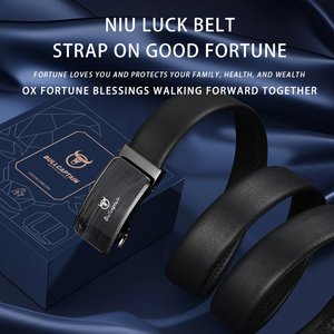 Ceintures en cuir véritable pour hommes BULLCAPTAIN, ceintures de luxe de créateurs, boucle automatique en alliage, sangle à cliquet, boîte cadeau pour hommes - Product Image 6