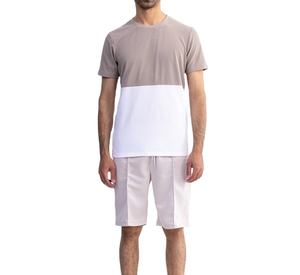 เสื้อยืดสำหรับผู้ชายบริการ OEM สินค้ามาใหม่เสื้อยืดผ้าฝ้ายน้ำหนักเบาระบายอากาศได้ดีสีพื้นสองโทน - Product Image 1