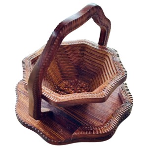 Panier à pain en bois de Sheesham sculpté à la main, vente en gros |   Conception artisanale héritage - Product Image 1