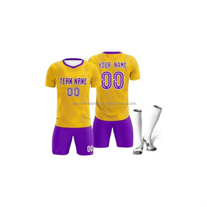 Personalizado 100% poliéster hombres fútbol Jersey nombre frente OEM servicio para los uniformes del equipo para hombres mujeres jóvenes niños corte automatizado - Product Image 2