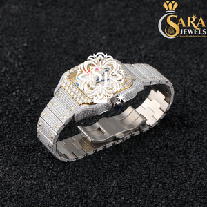 Reloj automático de lujo con esfera analógica Iced Out VVS Moissanite Diamond de calidad superior con banda de oro blanco disponible al mejor precio - Product Image 3