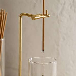 Support d'encens élégant en bois de santal avec vase en verre et support métallique, diffuseur d'aromathérapie pour toutes les saisons - Product Image 2