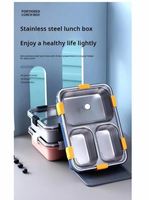 Boîte à lunch de haute qualité, moderne, durable, en acier inoxydable, hermétique, anti-fuite, 3 compartiments, 800 ml, facile à nettoyer, facile à transporter