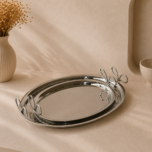 Elite Stainless Steel Oval Serving <b>Tray</b> Set <b>Mirror</b> Finish Dual Handle Premium Display Platters for Elegant Dining - Product Image 6