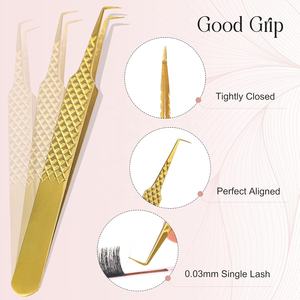 คีมหนีบขนตา90องศาที่หนีบขนตาแบบมืออาชีพอุปกรณ์ต่อขนตาสแตนเลสปลายแหลม - Product Image 4