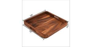 Wooden Rectangle Serving Tray With Handle Rustic Decorative Trays Handcrafted Wood Surface Serving Trays By TIMELESS CRAFT - Product Image 4