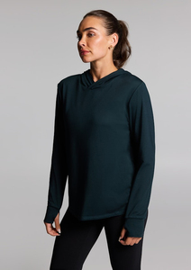 Sweat-shirt à capuche à manches longues pour femme, couleur unie, respirant, en polyester tricoté, pour l'automne - Product Image 5