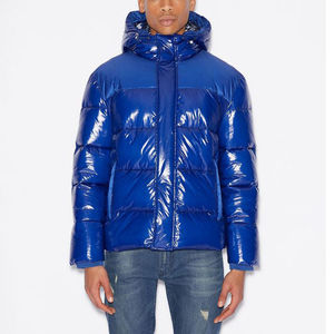 EVERGLIDE TOP Quality Royal Blue Puffer Jacket Men Shiny <b>Waterproof</b> <b>Warm</b> Hooded Winter Jackets Bulk Wholesale Custom Logo - Product Image 3