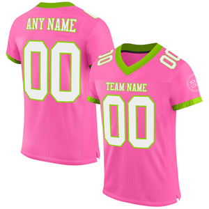 Camiseta de fútbol rosa personalizada, camiseta de malla verde neón blanca, camiseta de malla de fútbol auténtica de alta calidad para hombre, camiseta deportiva de alto rendimiento - Product Image 1