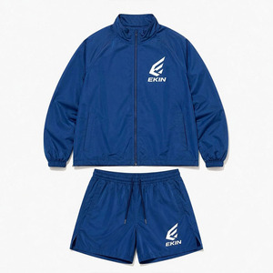 <b>Men's</b> Nylon Solid Windbreaker <b>Jacket</b> and Shorts Set 2-Piece <b>Summer</b> Sportswear Drawstring Closure Stand Collar Track Suit - Product Image 1