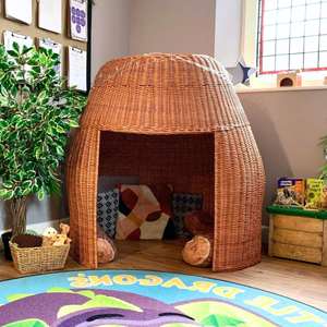 Tipi de jeu pour enfants en rotin naturel de haute qualité, maisonnette en osier pour intérieur et extérieur, vente en gros à prix abordable - Product Image 1