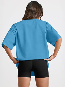 T-shirt long oversize pas cher pour femme, grandes tailles, hauts d'entraînement, t-shirts vierges pour femme, t-shirt long oversize pas cher - Product Image 3