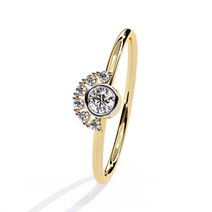 Bague de mariage minimaliste en or massif 18 carats pour femme, sertie de diamants naturels taille brillant rond et pierres latérales – Cadeau d'anniversaire - Product Image 5