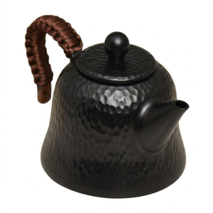 Trending 2026 Metal Tea Kettle With <b>Lid</b> And Braided Handle Black Hammered Finish Handmade Tea <b>Pot</b> On Sale - Product Image 1