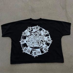 T-shirt Homme Col Rond Effet Délavé Acide avec Strass, 220 Grammes, Molleton Bouclette, Impression DTG, Coupe Oversize Courte et Carrée, Grandes Tailles - Product Image 4