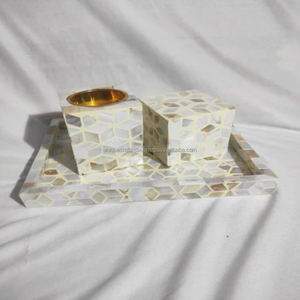 Classic White Mother of Pearl <b>Bukhoor</b> Set Resin Tray Incense <b>Burner</b> With Storage Box Luxury Handmade Decor - Product Image 5