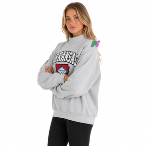 Sudadera de cuello alto para mujer, gris, con estampado del mapa del estado de Arkansas, corte regular, para otoño, con diseño de letras - Product Image 5
