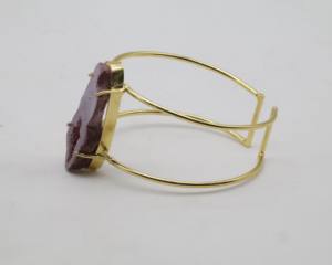 Druzy Cuff <b>Bangles</b> with German <b>Silver</b>, Adjustable Druzy Stone Open Cuff <b>Bracelet</b>, Fashion Gemstone <b>Bangle</b> Jewelry for Women - Product Image 4