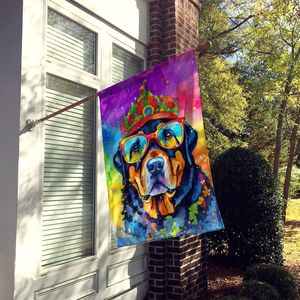 Gran Multicolor Rottweiler Hippie DAWG casa bandera porche manga poste decorativo patio Banner ilustraciones poliéster colgante de pared - Product Image 2