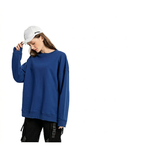 เสื้อสเวตเชิ้ตคอกลมโอเวอร์ไซส์สำหรับผู้หญิง สีเขียวล้วน แขนยาว ผ้าถัก 100% คอตตอน เหมาะสำหรับใส่ลำลองในฤดูใบไม้ร่วง - Product Image 4
