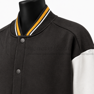 Chaqueta Varsity Unisex Personalizada con Bloques de Color, Mangas en Contraste, Botones a Presión, Cuello Mao, Transpirable, Resistente al Viento y Ecológica - Product Image 6