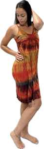 Robe midi bohème peinte à la main, tie-dye, en rayonne et élasthanne, idéale pour les festivals - Product Image 3