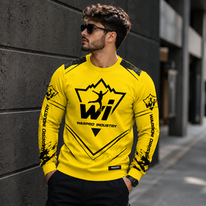 Sudadera de Cuello Redondo con Estampado de Sublimación Amarillo para Hombre, Marca Warpro Industry, Corte Regular, Ropa Casual de Otoño - Product Image 5