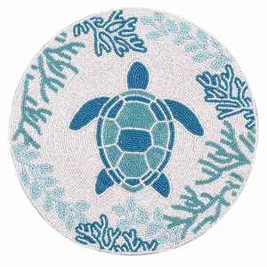 Set de table perlé en forme de coquillage, perles de verre or et blanc, pour décoration de table de mariage à la plage, motif coquillage, fait main - Product Image 4