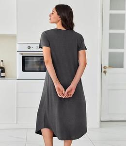 High Quality Comfortable Quick-Dry Lightweight Classic Fit Plus Size Custom Color 1-Piece Long Sleepwear Shirt for <b>Women</b> - Product Image 3