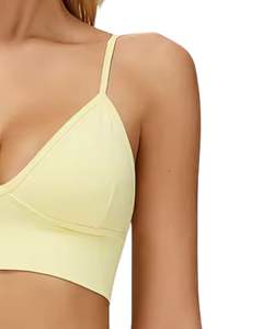Ensemble soutien-gorge sans couture et short taille haute pour femme, jaune clair, doux, extensible, respirant, shapewear, vêtements de sport, ensemble de fitness - Product Image 3
