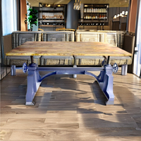 Table pliante en fer massif et bois de manguier avec plateau en verre, réglable en hauteur, de qualité supérieure, écologique et durable, pour usage commercial, scolaire et sportif.