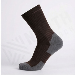 Crew <b>Socks</b> Solid Brown Gray Toe Knitted Polyester Spandex Breathable Casual Daily Wear Adult Autumn - Product Image 3