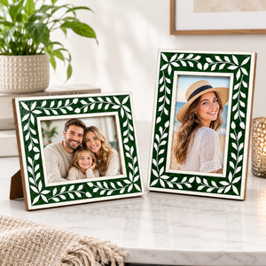Handcrafted Green Mother of Pearl Floral Inlay <b>Photo</b> <b>Frame</b> Decorative | Wooden Picture <b>Frame</b> for Tabletop & Wall Display Home - Product Image 2
